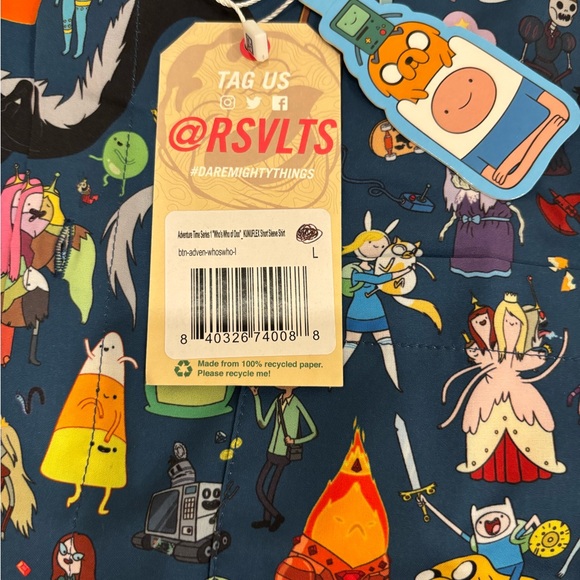 NWT RSVLTS Adventure Time button down collared shirt anime cartoon fantasy - Picture 2 of 2